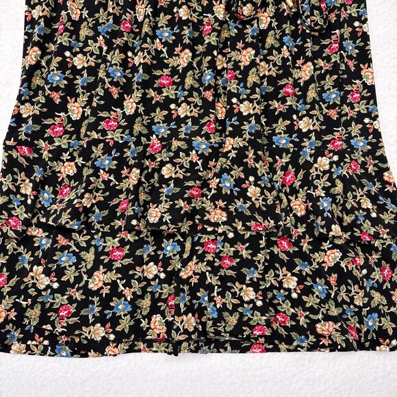 Lauren Ralph Lauren Dress Size 12 Black Floral Tiered Faux Wrap Cocktail Flutter - Picture 4 of 9